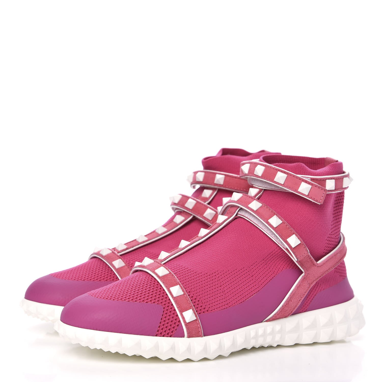 Valentino Garavani Body Tech Knit Free Rockstud Sock High Top Sneakers 37 Shadow Pink Optic White 3 of 8