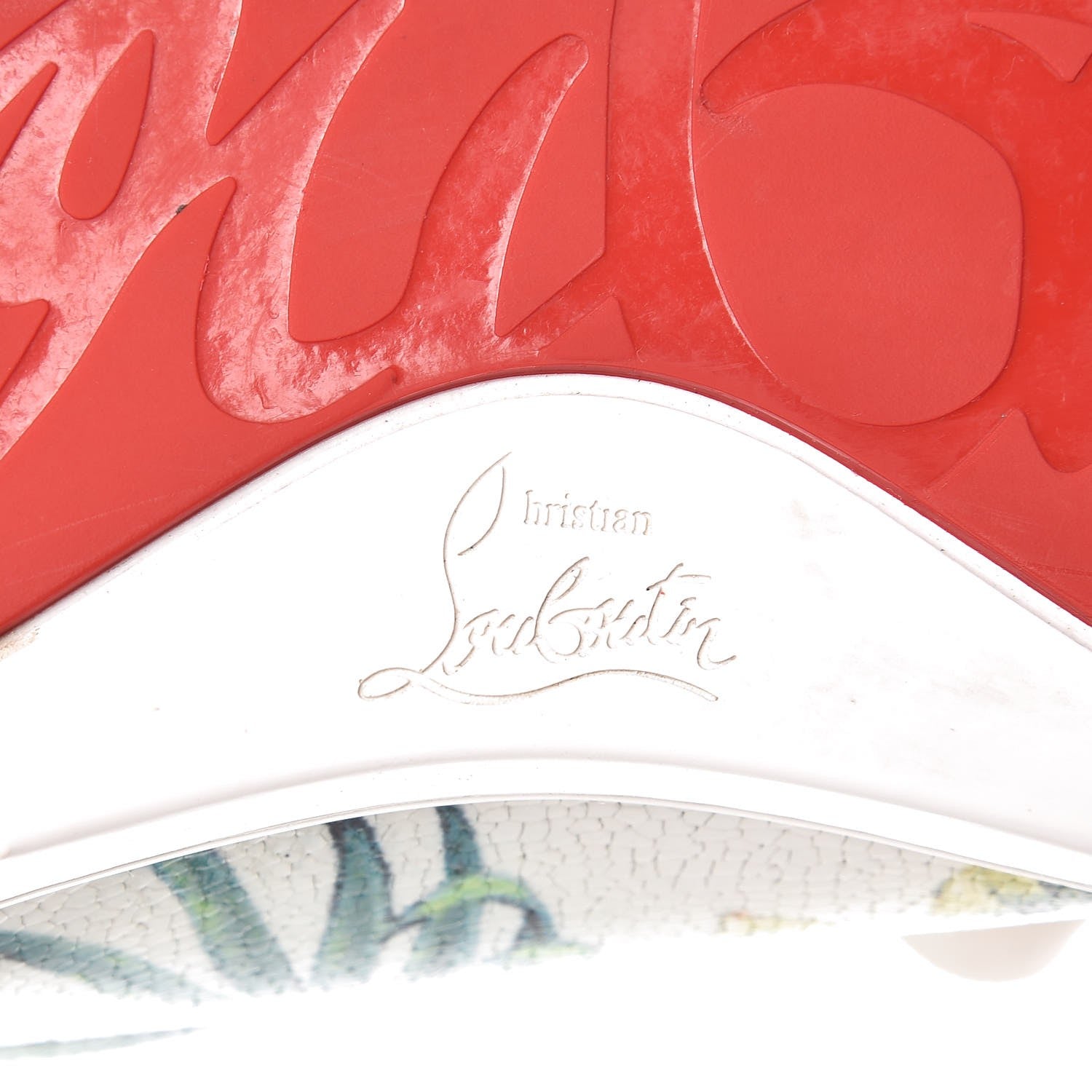 Christian Louboutin Crackled Calfskin Patent Hawaii Print Seava Sneakers 41.5 Multi 8 of 14