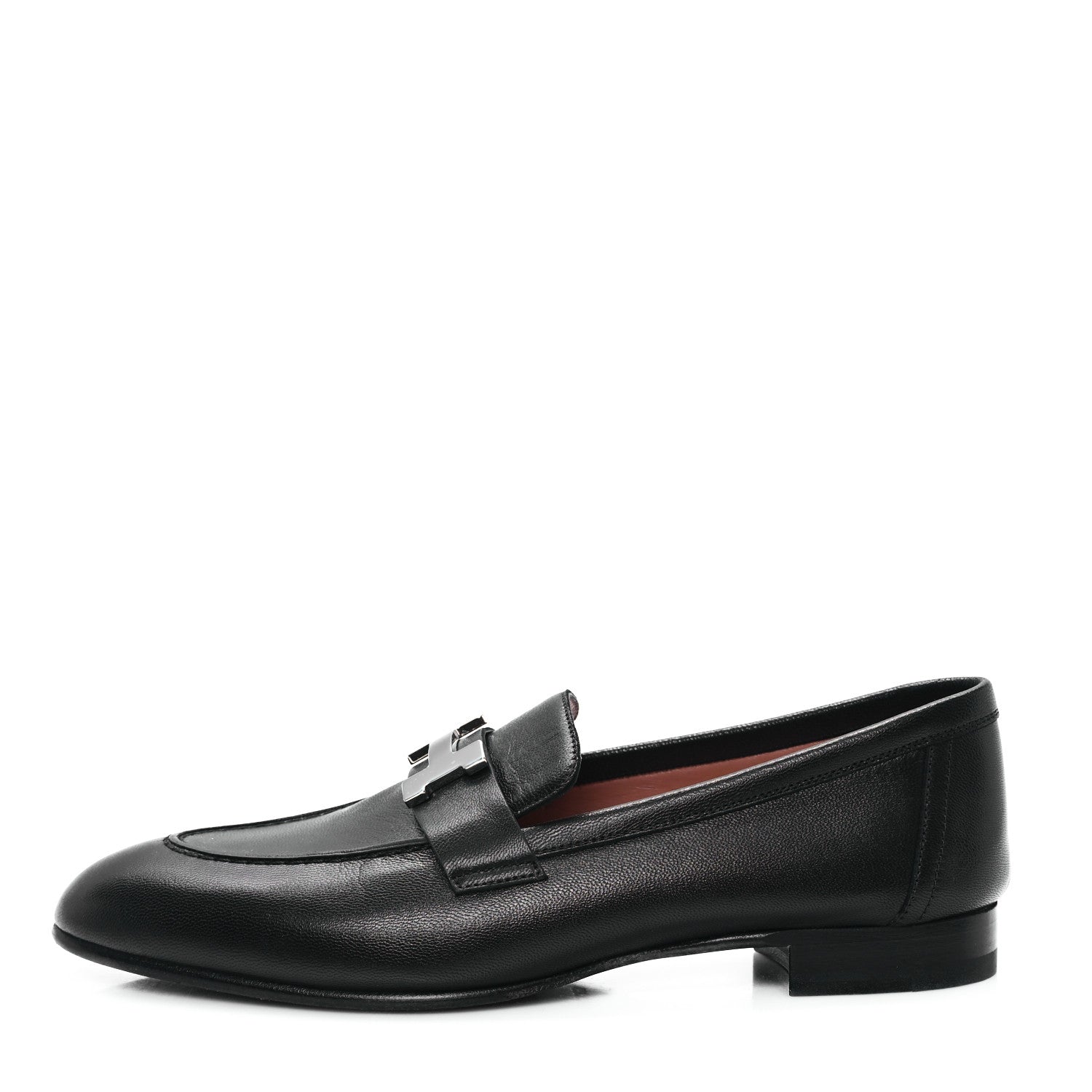 Hermes Goatskin Womens Paris Loafers 36.5 Black 1 of 10