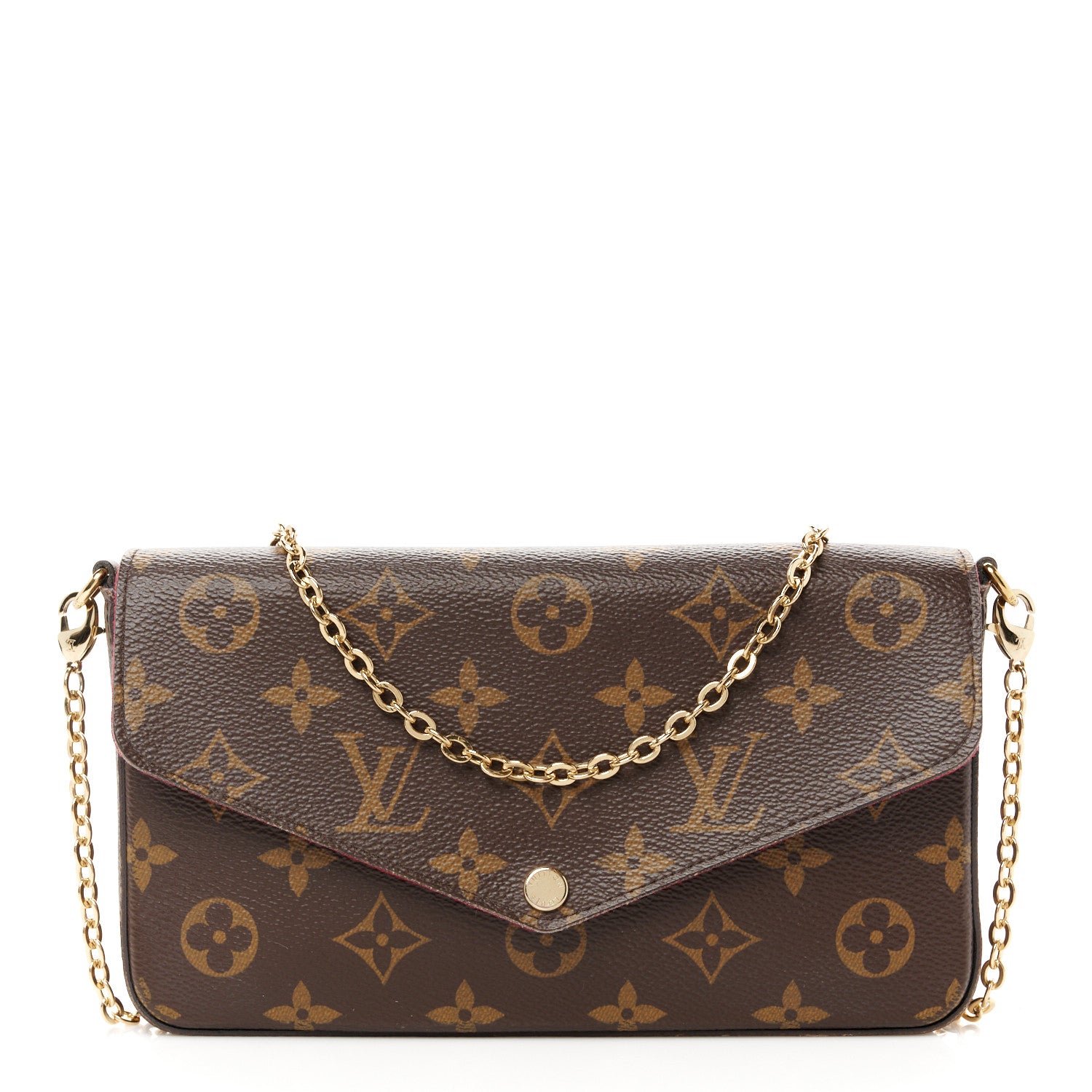 Louis Vuitton Monogram Pochette Felicie Chain Wallet Fuchsia 1 of 9