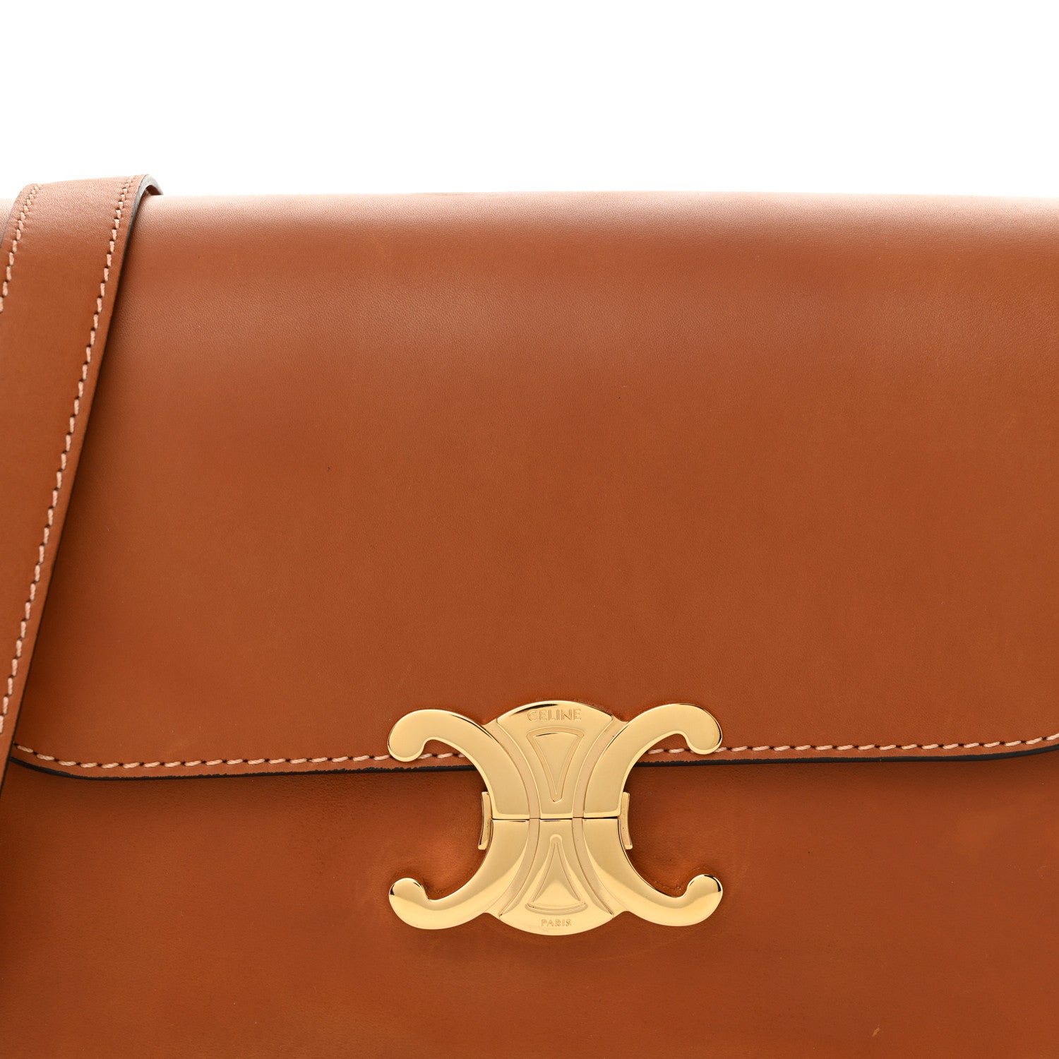 Celine Shiny Calfskin Medium Triomphe Tan 8 of 11