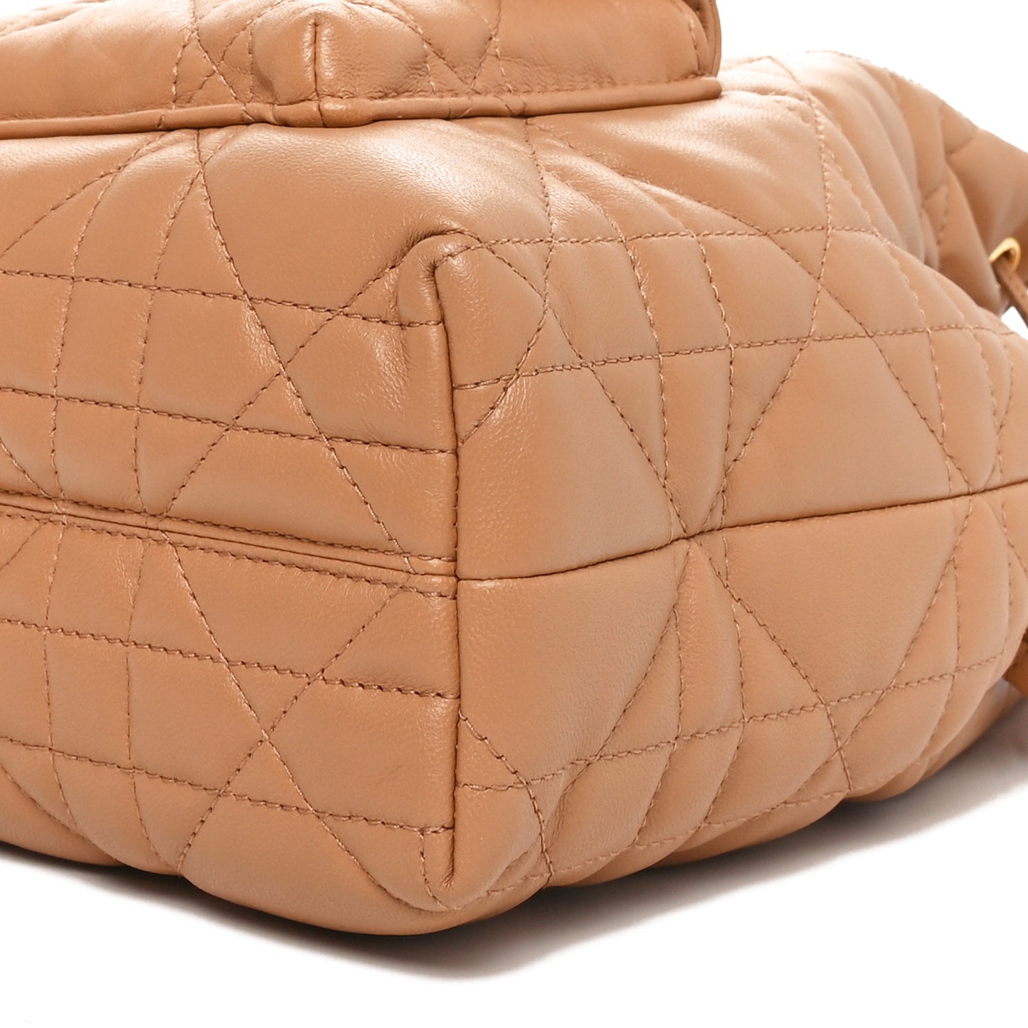 Lambskin Cannage Small Caro Bucket Bag Light Gold