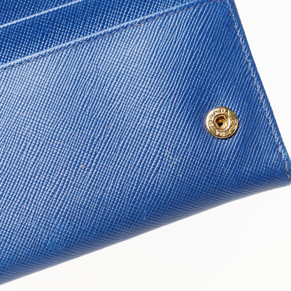 Prada Saffiano Metal Continental Flap Wallet Bleuette 14 of 14
