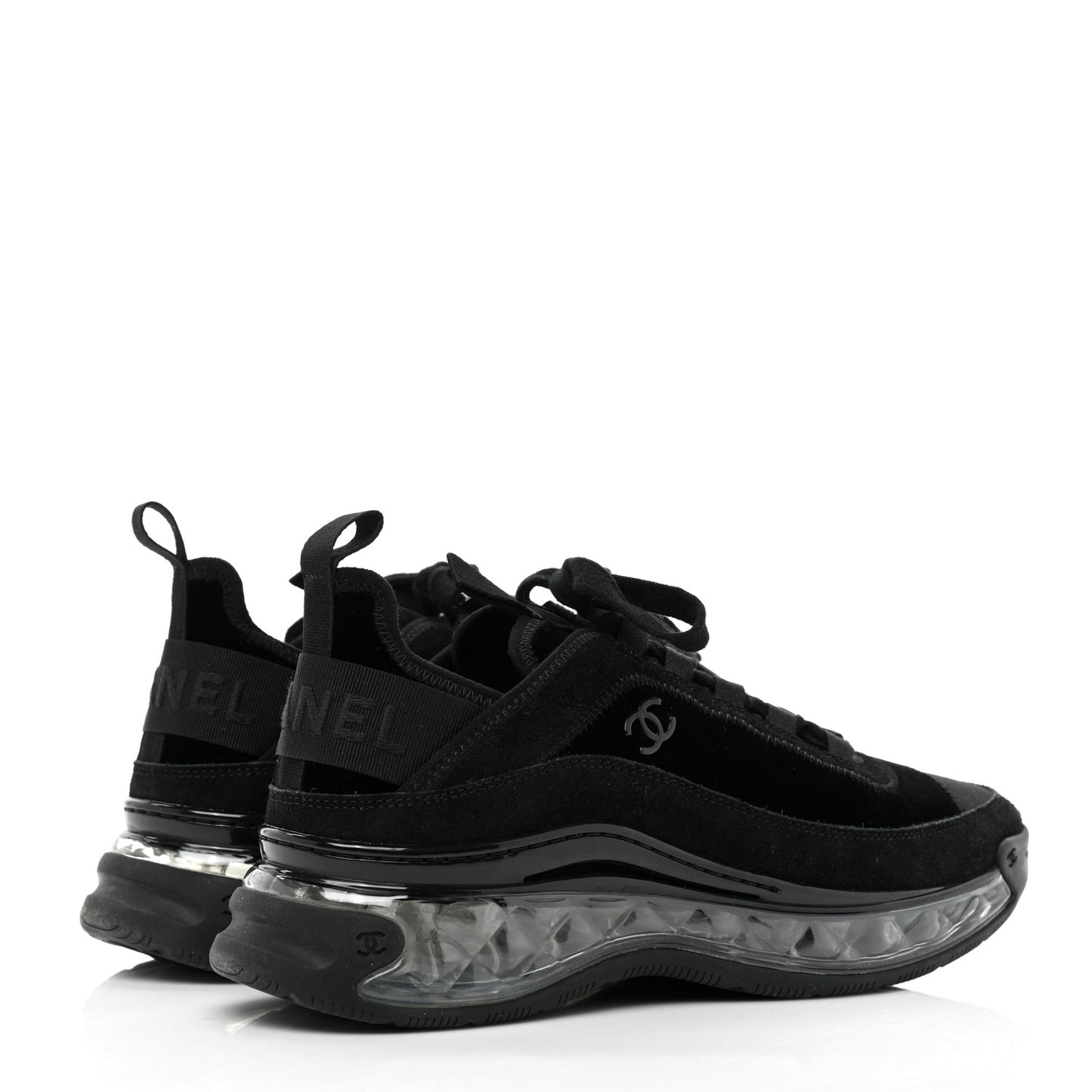 Suede Calfskin Velvet Grosgrain CC Sneakers 38.5 Black