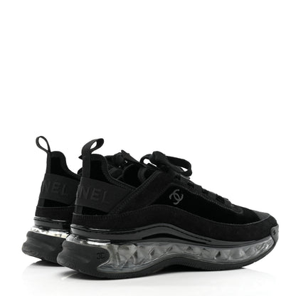 Chanel Suede Calfskin Velvet Grosgrain CC Sneakers 38.5 Black 4 of 8