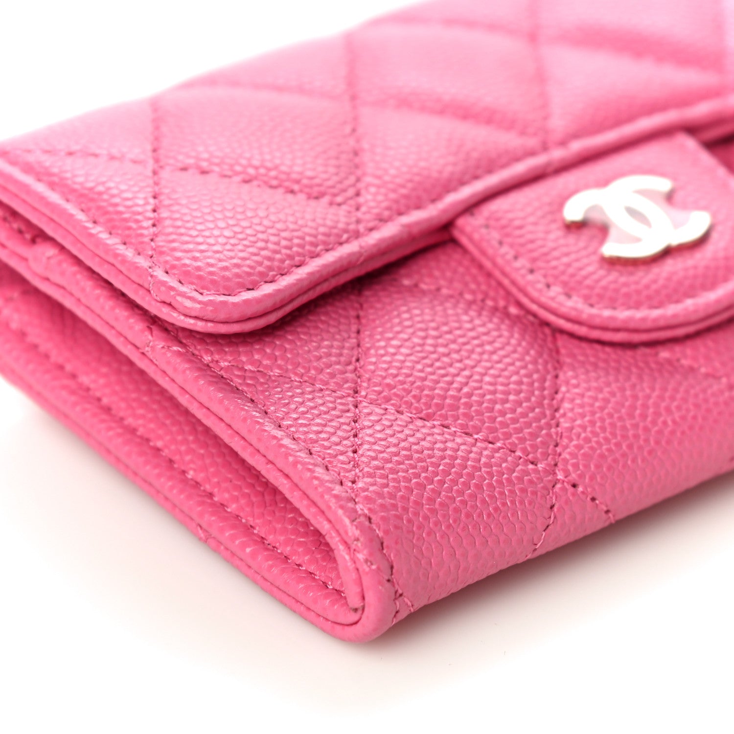 Chanel Caviar Quilted Flap Card Holder Wallet Pink 10 of 11