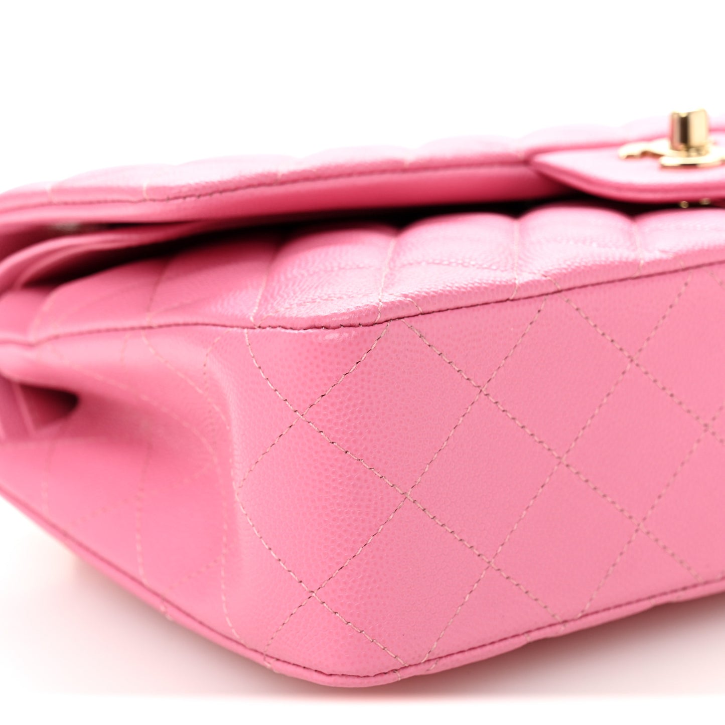 Caviar Quilted Medium Double Flap Pink