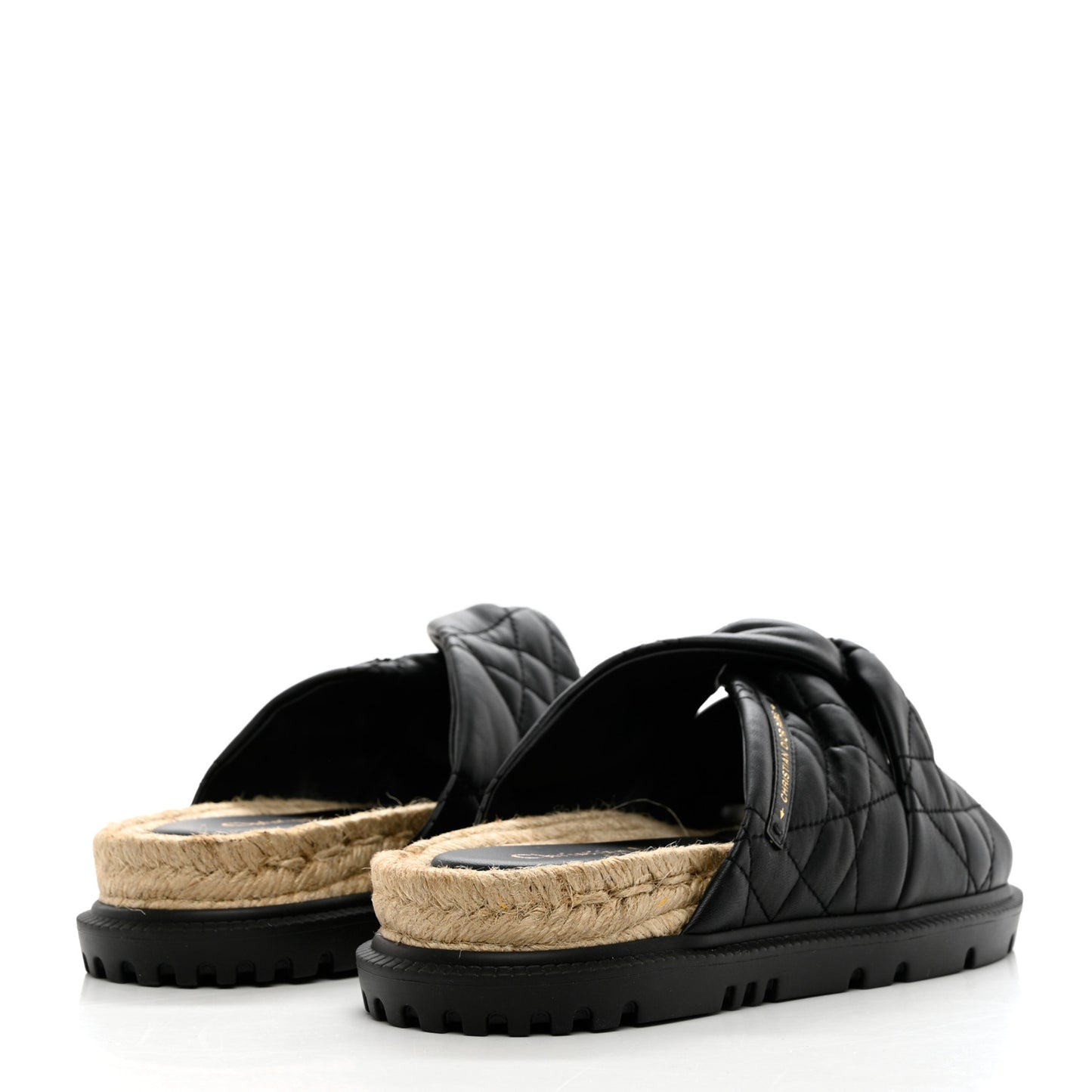 Calfskin Cannage Dtwist Espadrille Platform Sandals 38 Black
