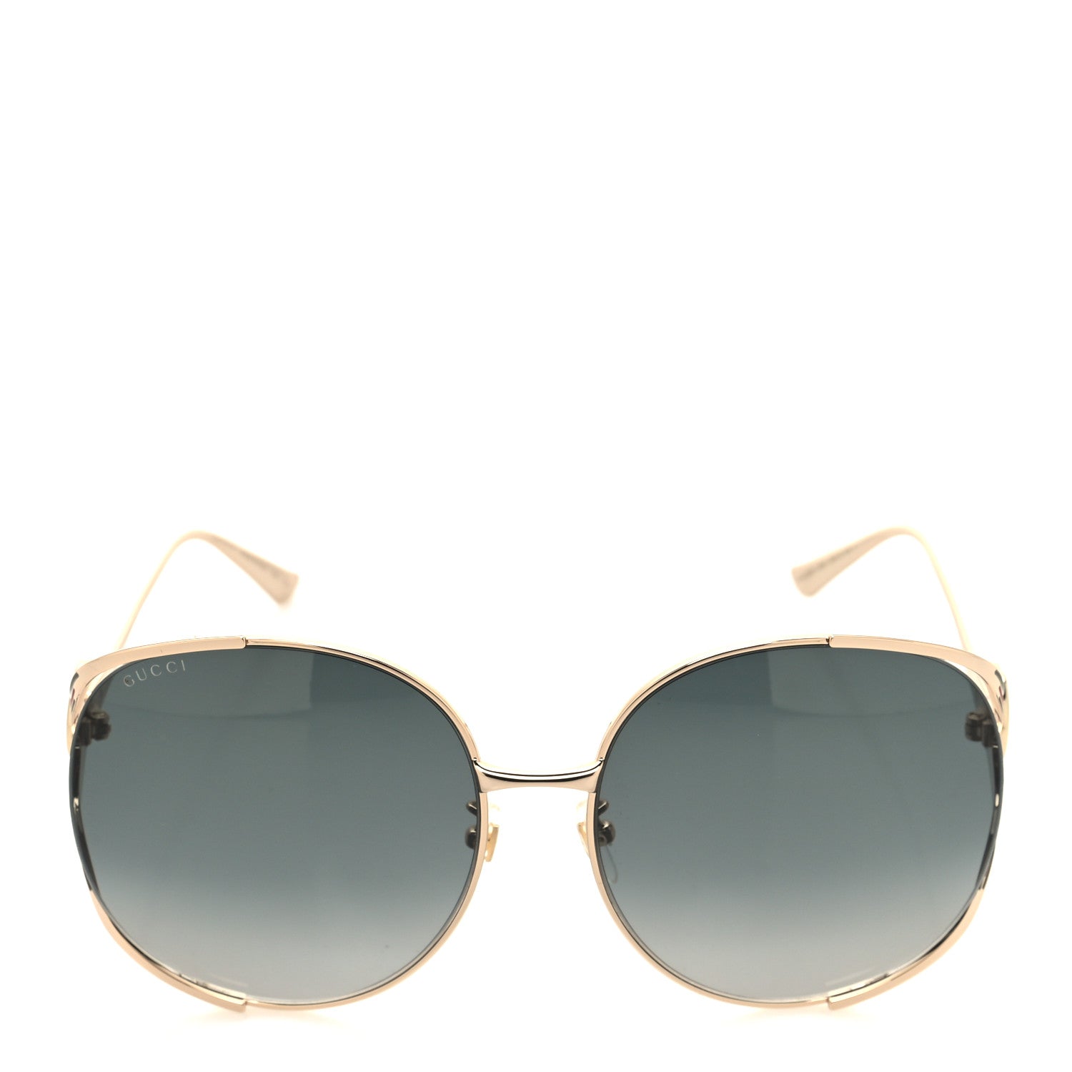 Gucci Metal Oversized Round Frame GG0225S Sunglasses Gold 2 of 9
