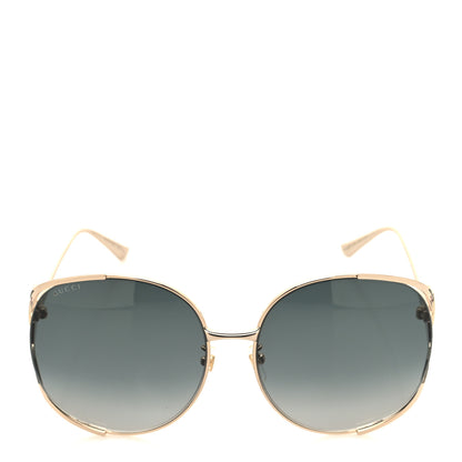 Gucci Metal Oversized Round Frame GG0225S Sunglasses Gold 2 of 9