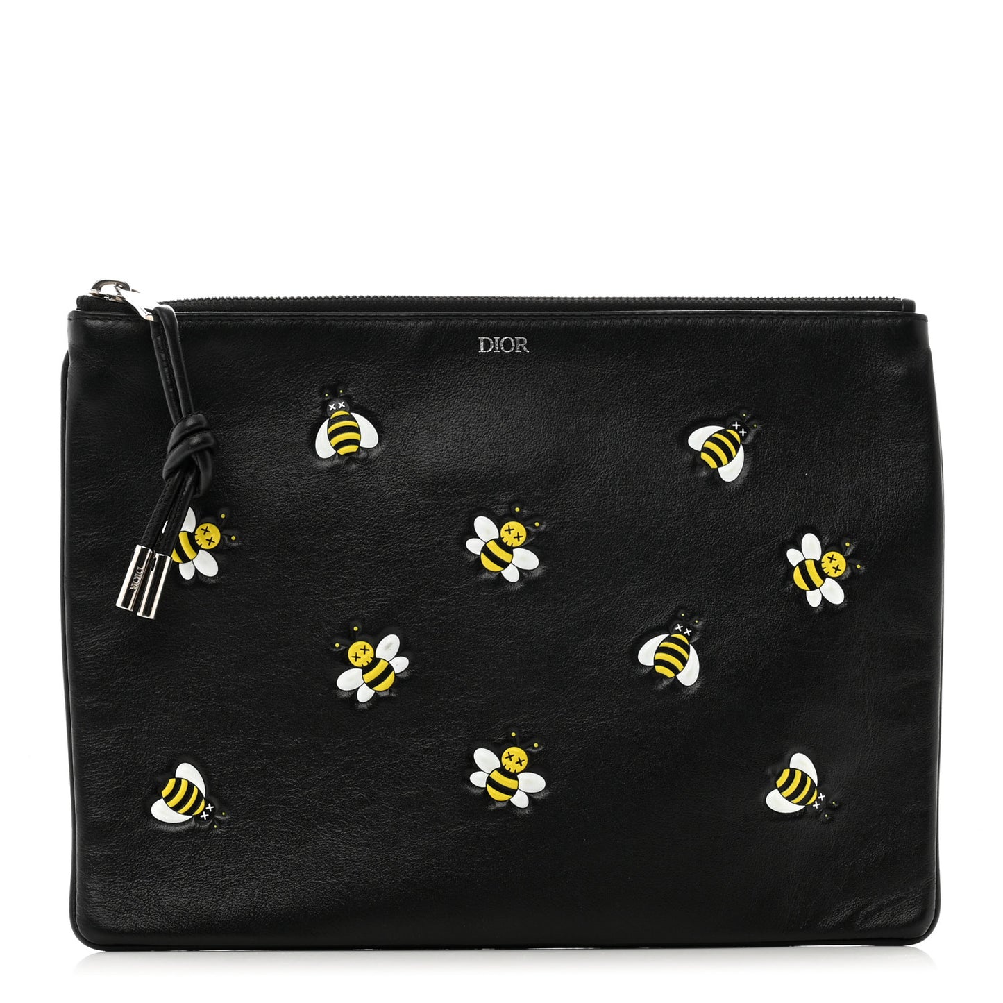 x KAWS Calfskin Bee Pouch Black Yellow