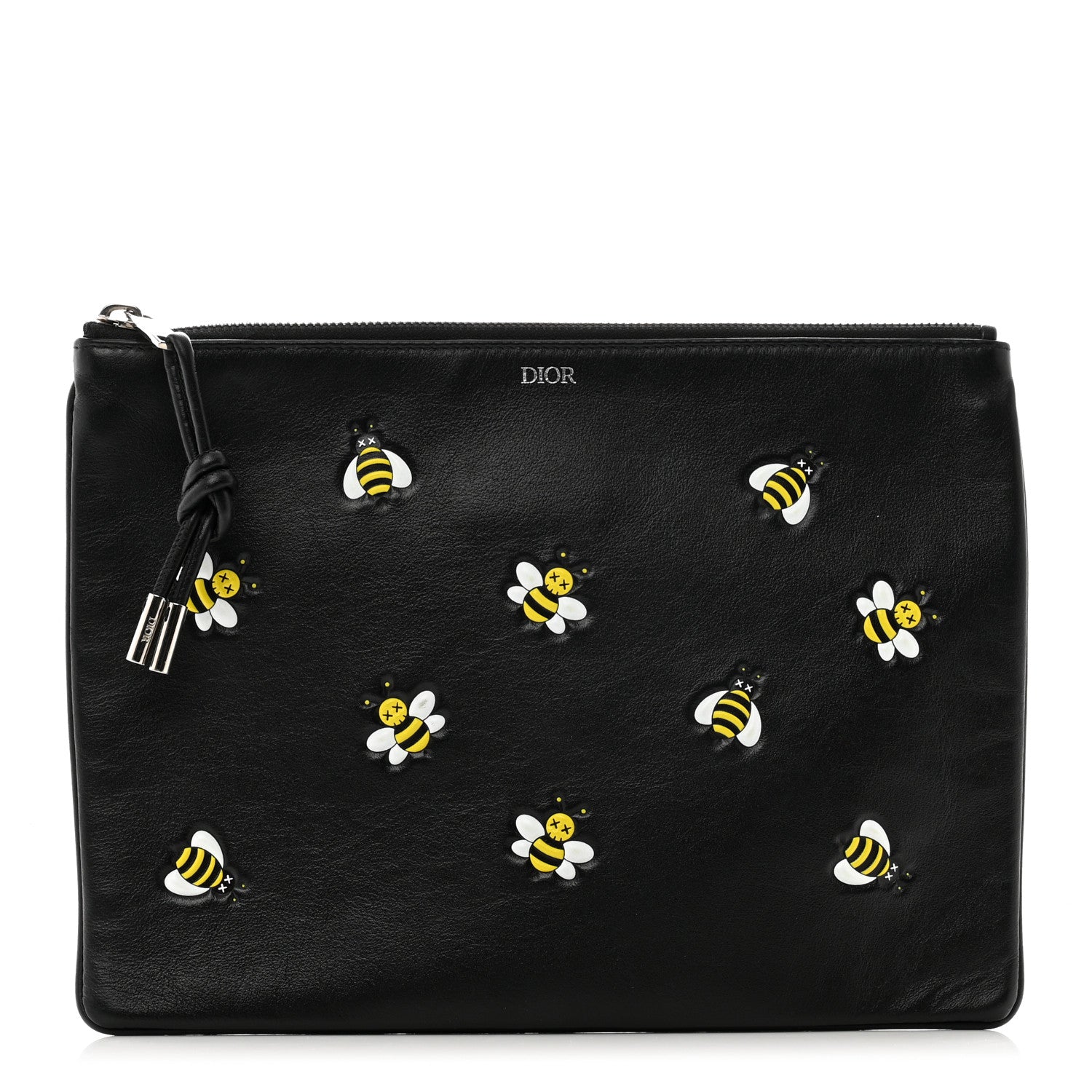 Christian Dior x KAWS Calfskin Bee Pouch Black Yellow 1 of 7