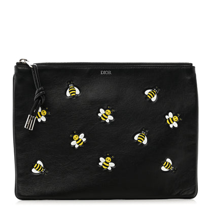 Christian Dior x KAWS Calfskin Bee Pouch Black Yellow 1 of 7