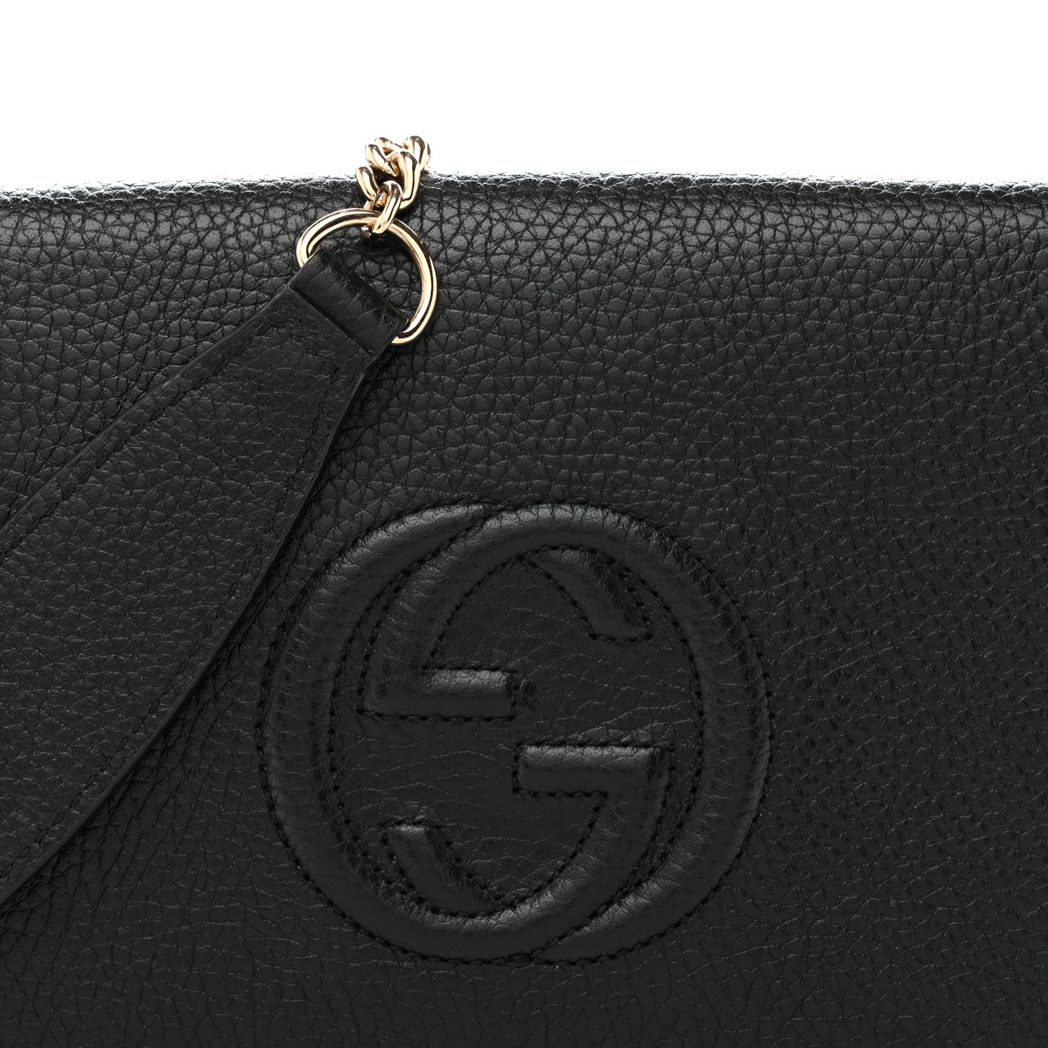 Gucci Pebbled Calfskin Soho Wallet On Chain Black 7 of 12