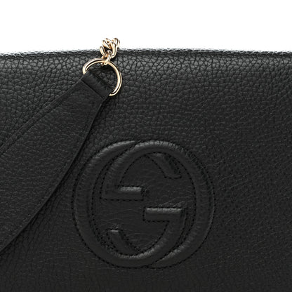 Gucci Pebbled Calfskin Soho Wallet On Chain Black 7 of 12