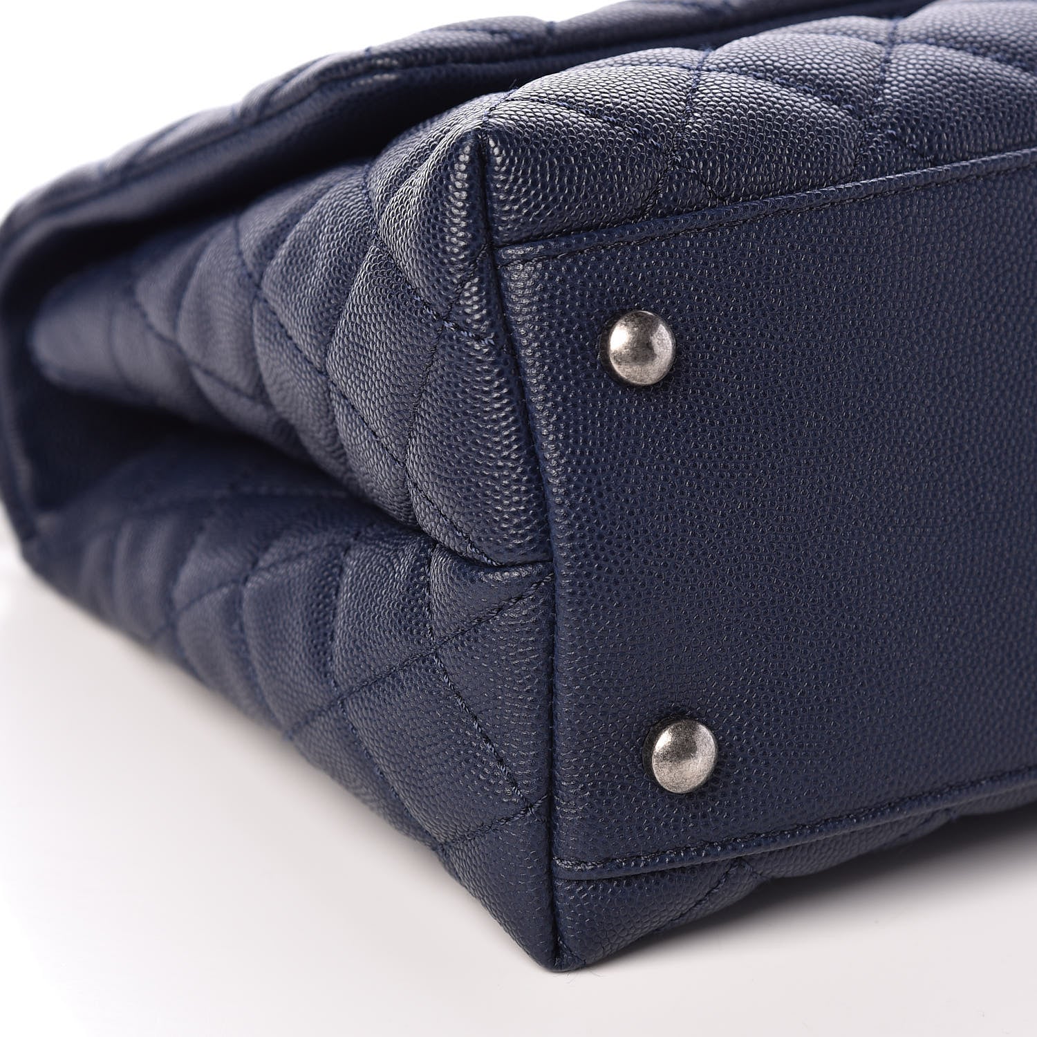 Chanel Caviar Lizard Quilted Small Coco Handle Flap Navy 8 of 9