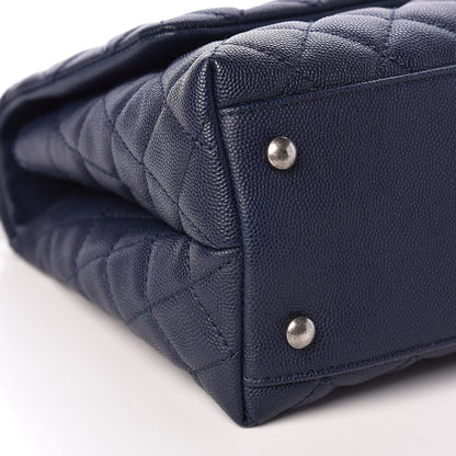 Chanel Caviar Lizard Quilted Small Coco Handle Flap Navy 8 of 9