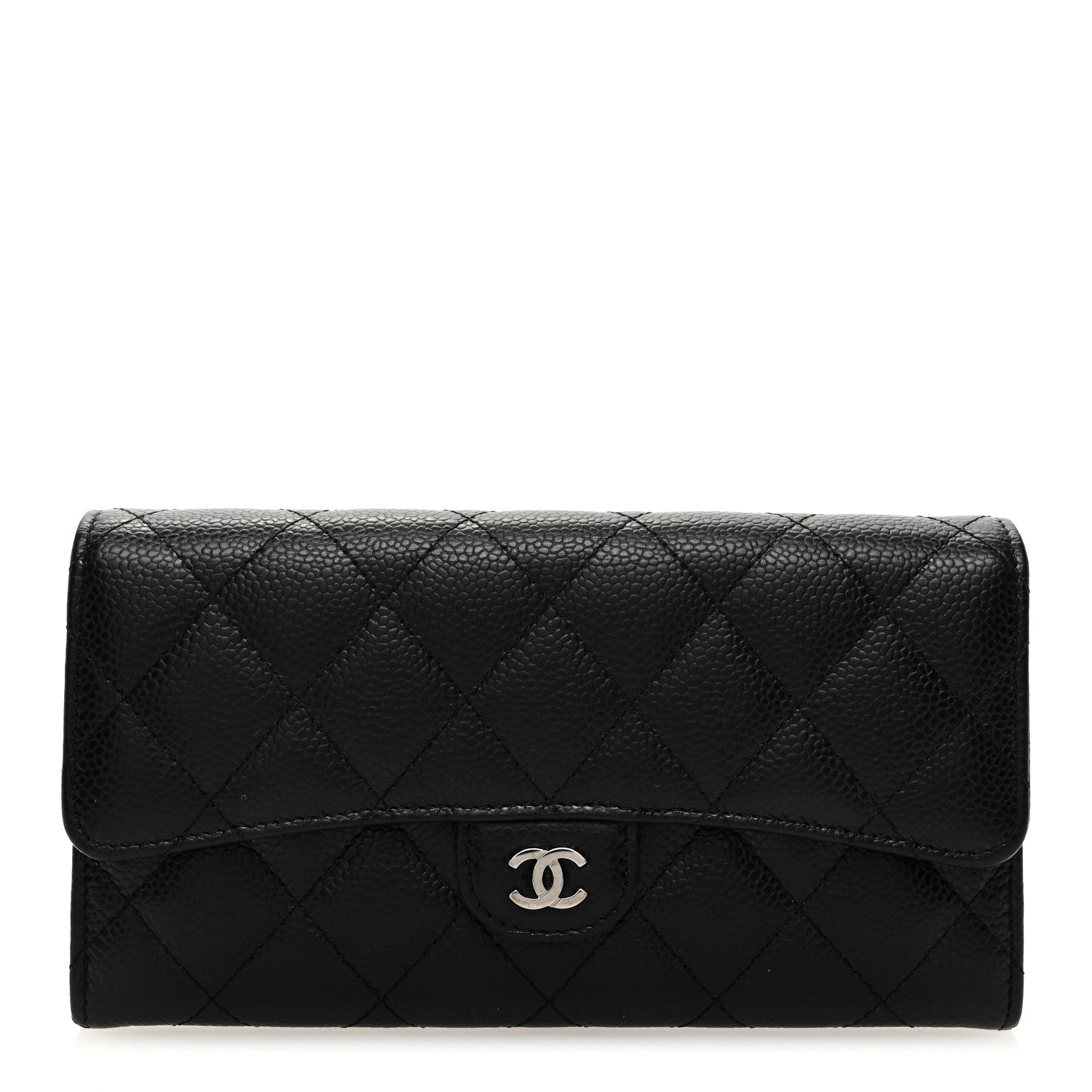 Chanel Caviar Quilted Large Gusset Flap Wallet Black 1 of 7
