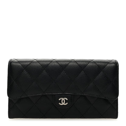 Chanel Caviar Quilted Large Gusset Flap Wallet Black 1 of 7