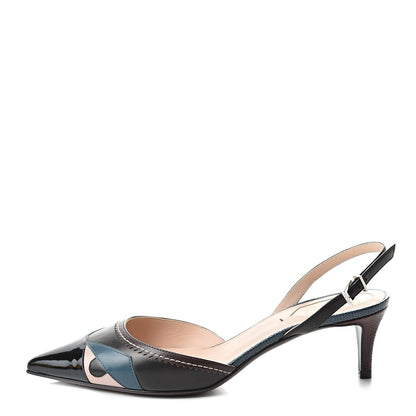 Fendi Patent Calfskin Bug Slingback Pumps 37 Multicolor 1 of 9