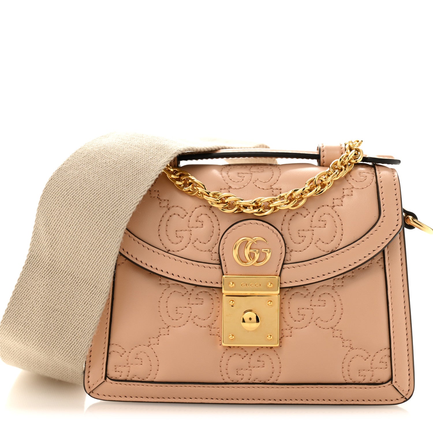 Gucci Calfskin GG Matelasse Mini Chain Top Handle Bag Light Pink 1 of 10