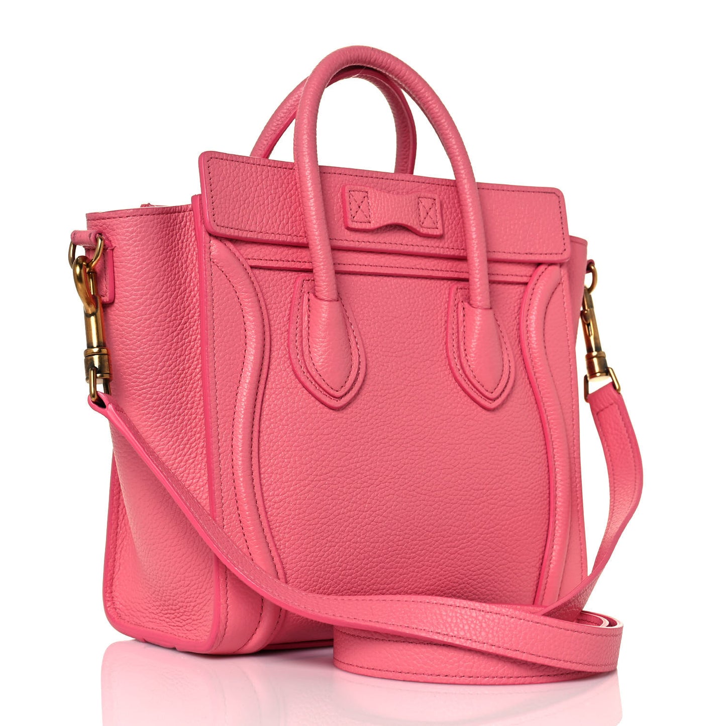 Drummed Calfskin Nano Luggage Flamingo