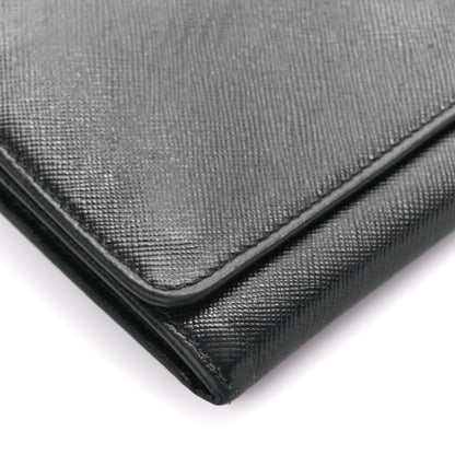 Prada Saffiano Metal Oro Chain Wallet Black 9 of 12