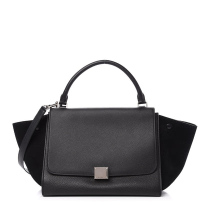 Celine Drummed Calfskin Suede Medium Trapeze Black 1 of 9