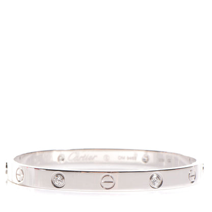 Cartier 18K White Gold 4 Diamond LOVE Bracelet 17 1 of 7