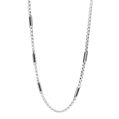 David Yurman Sterling Silver Black Diamond Pave Streamline Station Box Chain Necklace 22" 1 of 4