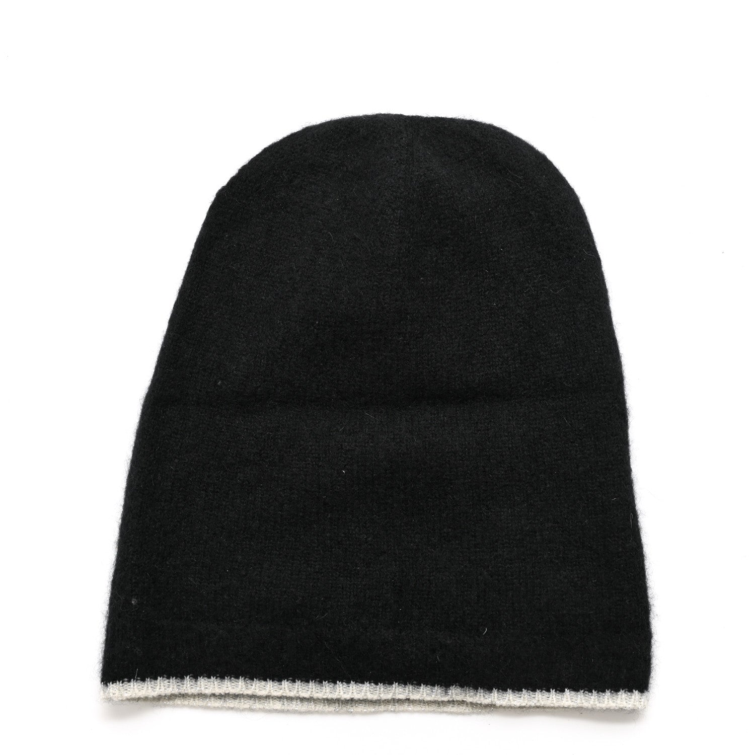 Chanel Cashmere Silk CC Beanie Hat Black White 3 of 5
