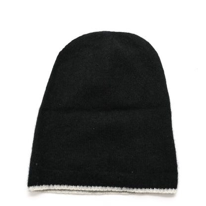Chanel Cashmere Silk CC Beanie Hat Black White 3 of 5