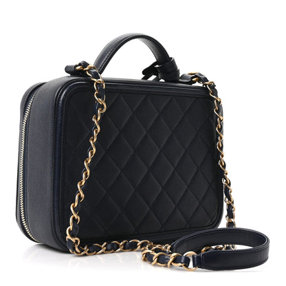 Chanel Caviar Quilted Medium CC Filigree Vanity Case Navy 3 of 10