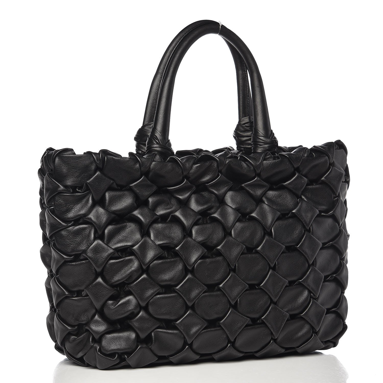 Prada Nappa Woven Tote Black 3 of 7