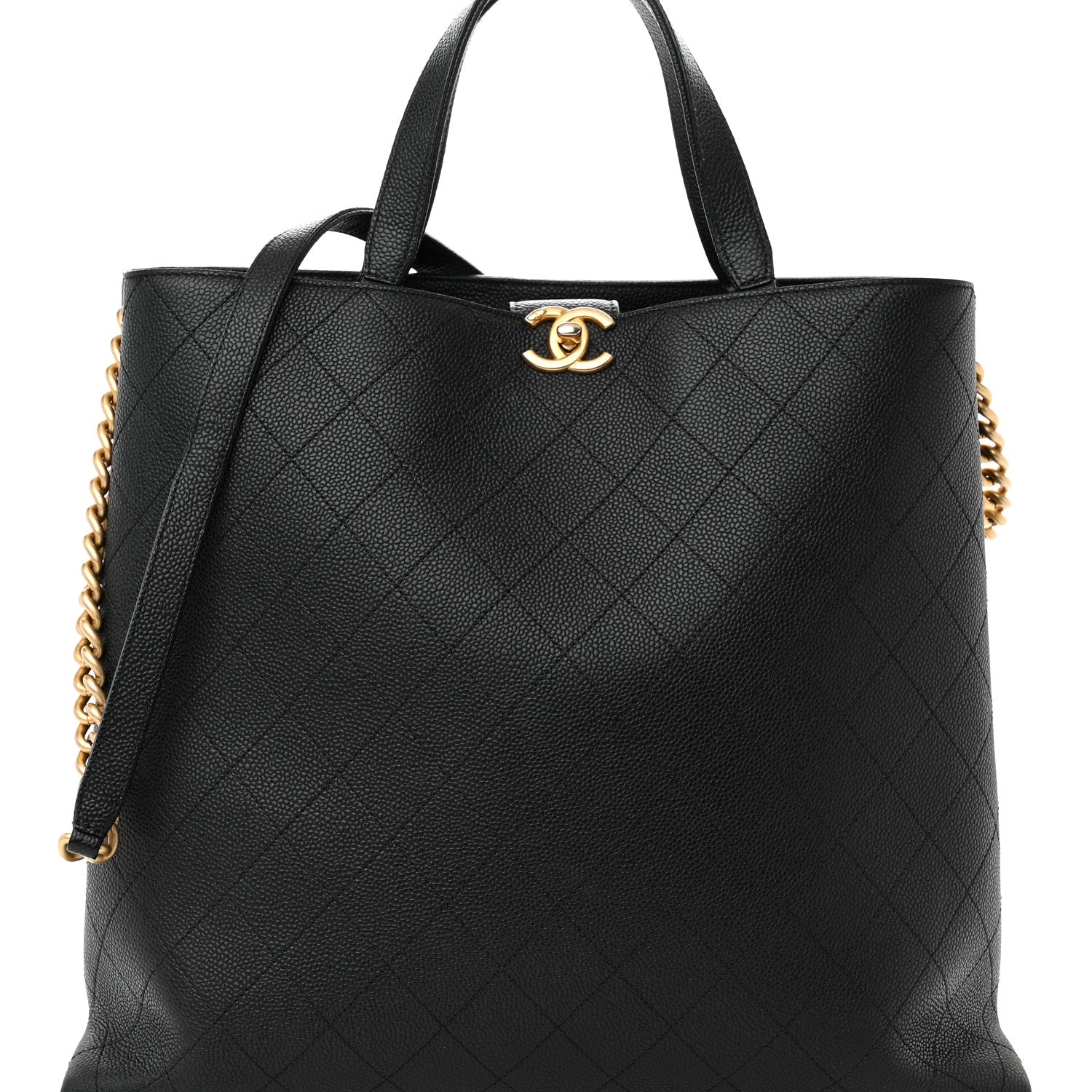 Chanel Caviar Stitched Large Shopping Tote Bag Black 9 of 15