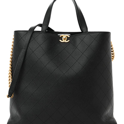 Chanel Caviar Stitched Large Shopping Tote Bag Black 9 of 15