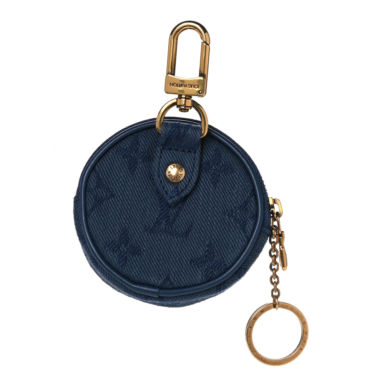 Louis Vuitton Monogram Denim Round Coin Purse Navy 3 of 6