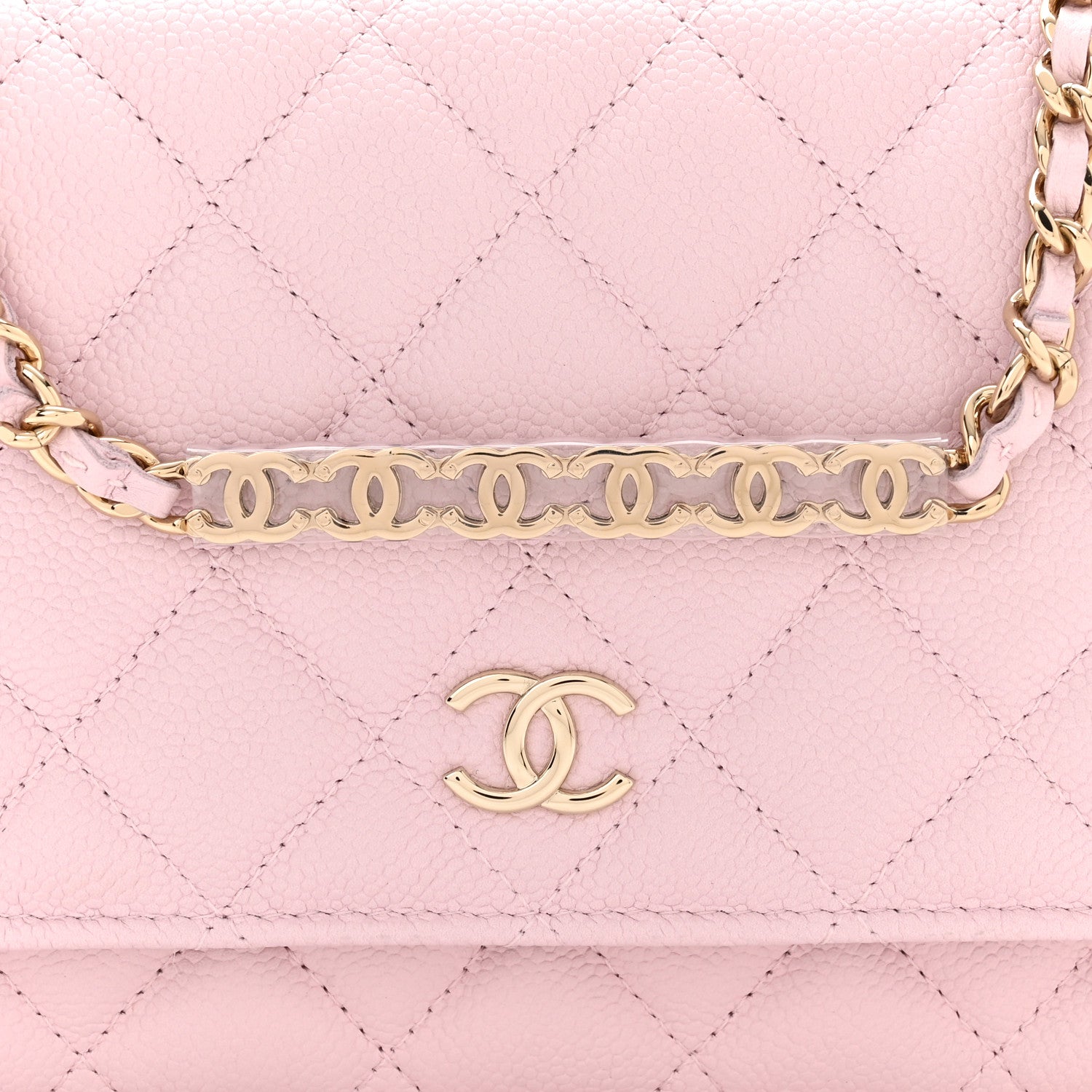 Chanel Caviar Quilted Tiny CC Wallet On Chain WOC Light Pink 9 of 12