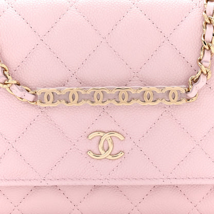 Chanel Caviar Quilted Tiny CC Wallet On Chain WOC Light Pink 9 of 12