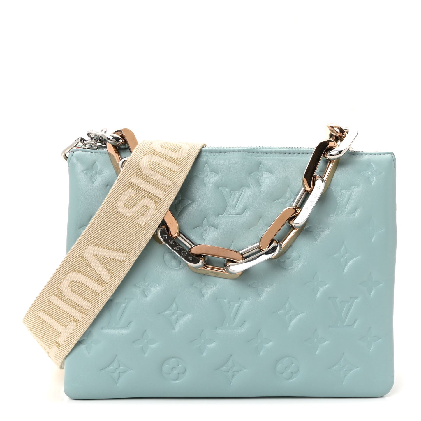 Lambskin Embossed Monogram Coussin PM Bleu