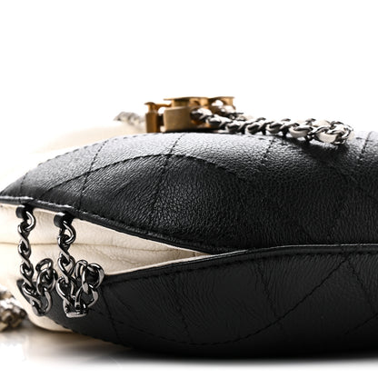 Chanel Aged Calfskin Quilted Small Gabrielle Bucket White Black 9 of 10