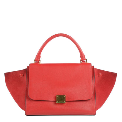 Celine Drummed Calfskin Suede Small Trapeze Coquelicot 1 of 9