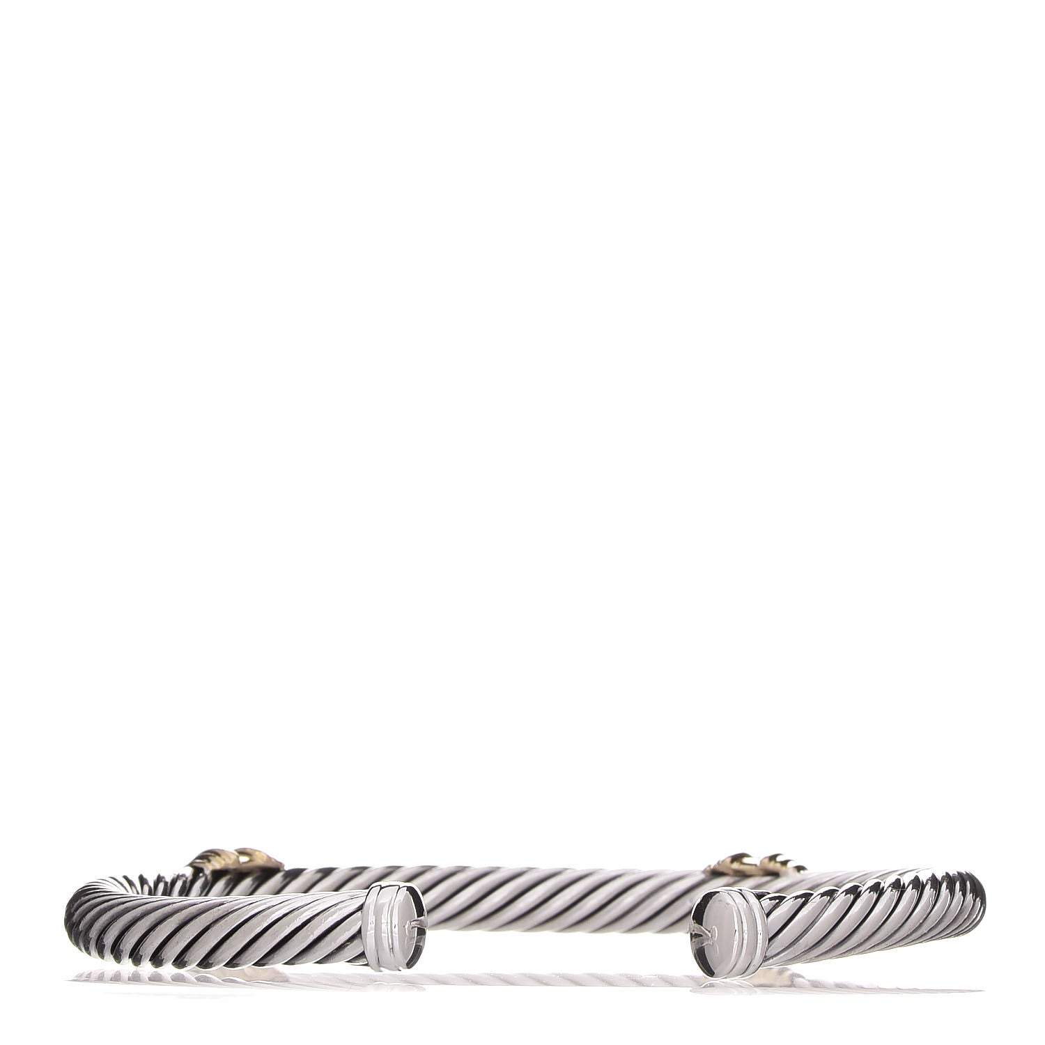David Yurman Sterling Silver 18K Yellow Gold Diamond 5mm Cable Classics Double Station Bracelet 3 of 5