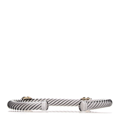 David Yurman Sterling Silver 18K Yellow Gold Diamond 5mm Cable Classics Double Station Bracelet 3 of 5
