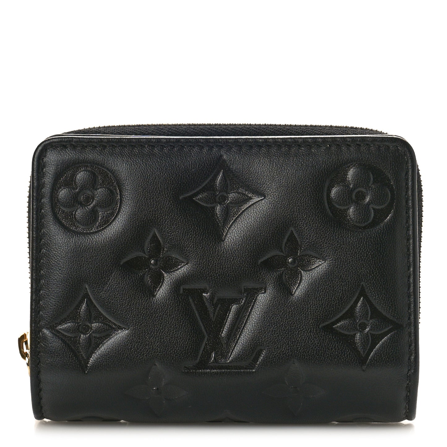 Lambskin Embossed Monogram Lou Coussin Wallet Black