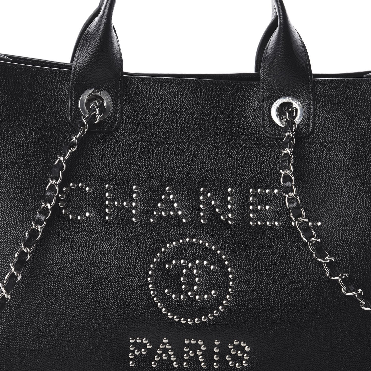 Chanel Caviar Small Studded Deauville Tote Black 8 of 8