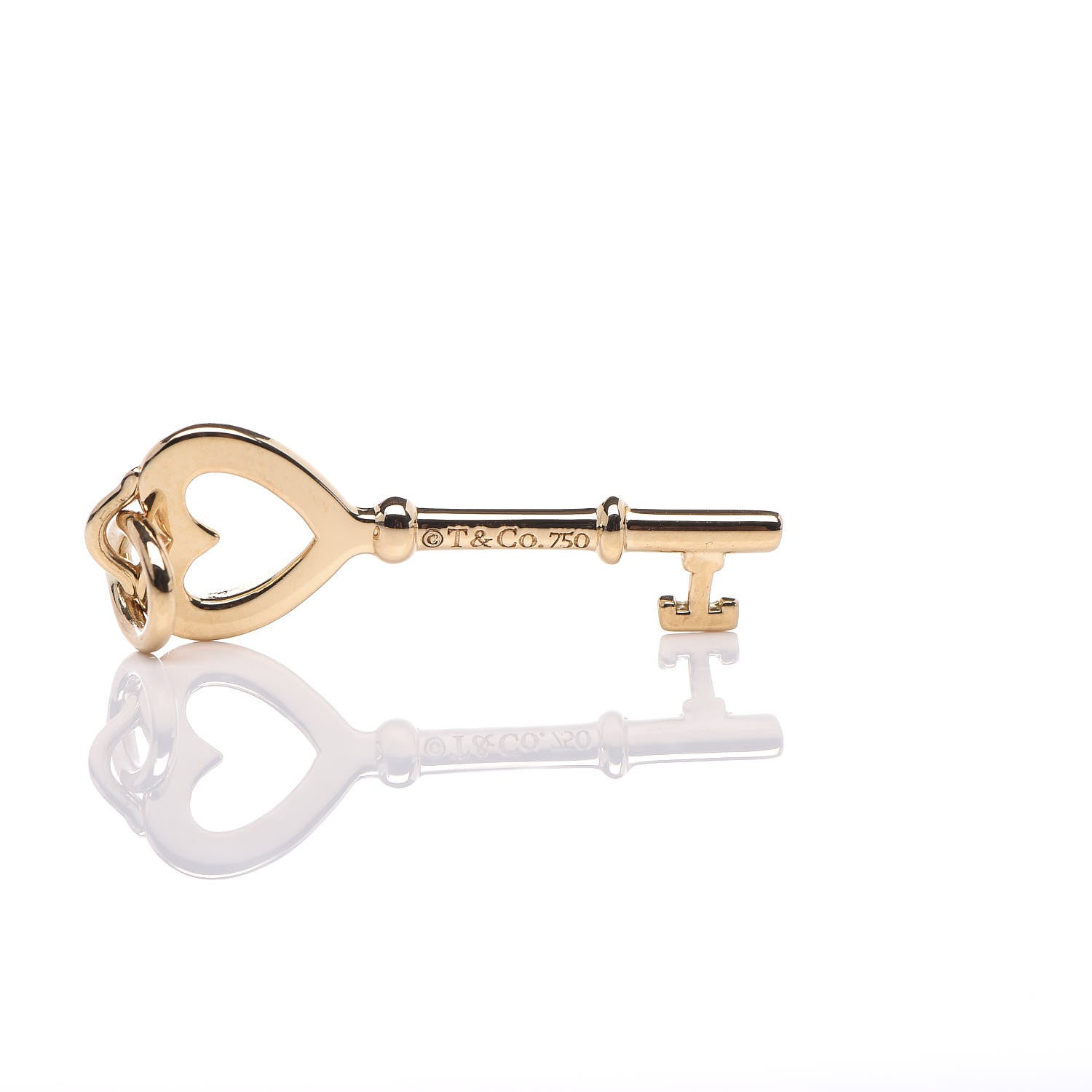 Tiffany 18K Yellow Gold Mini Heart Key Pendant 3 of 3