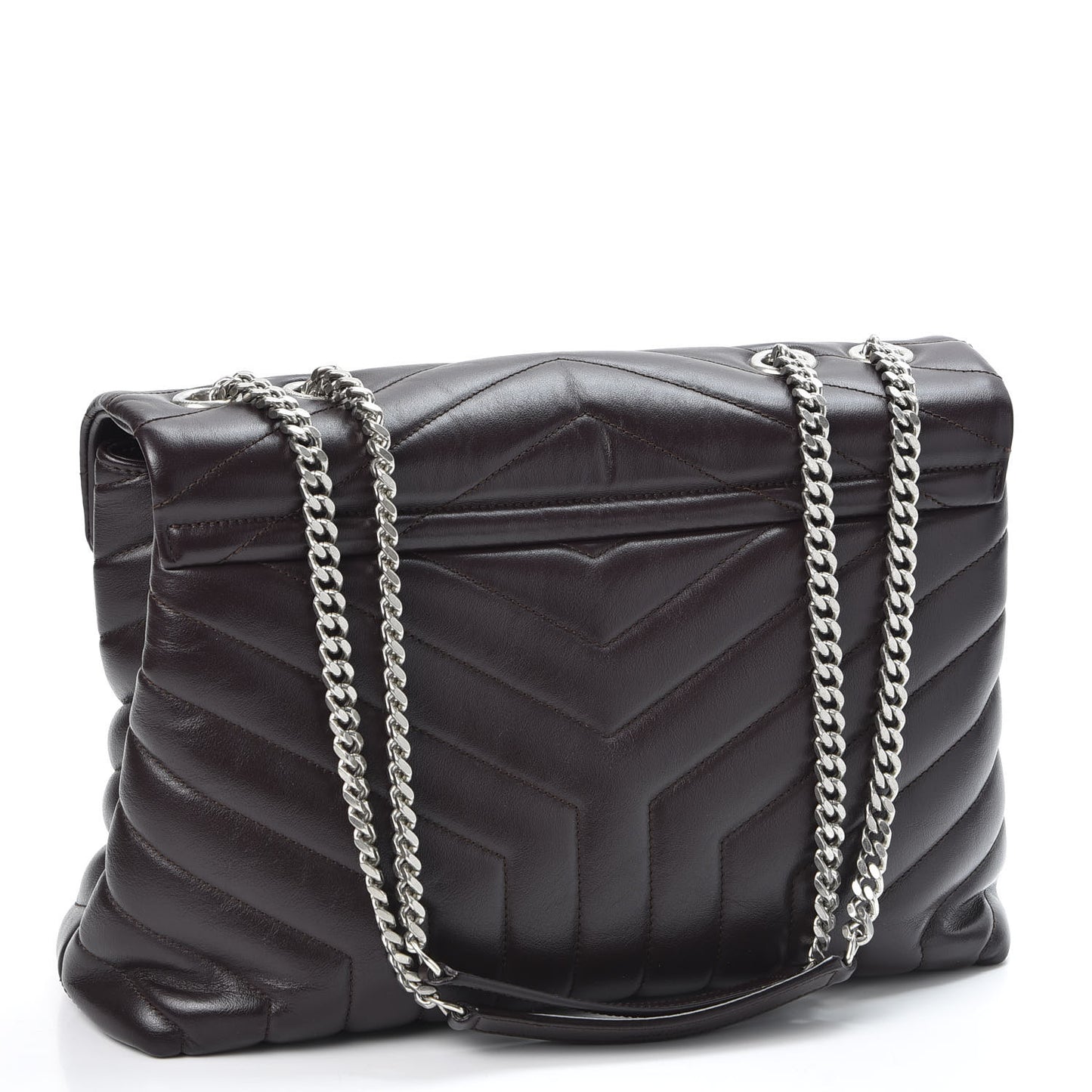 Calfskin Y Quilted Monogram Medium Loulou Chain Satchel Amaranto