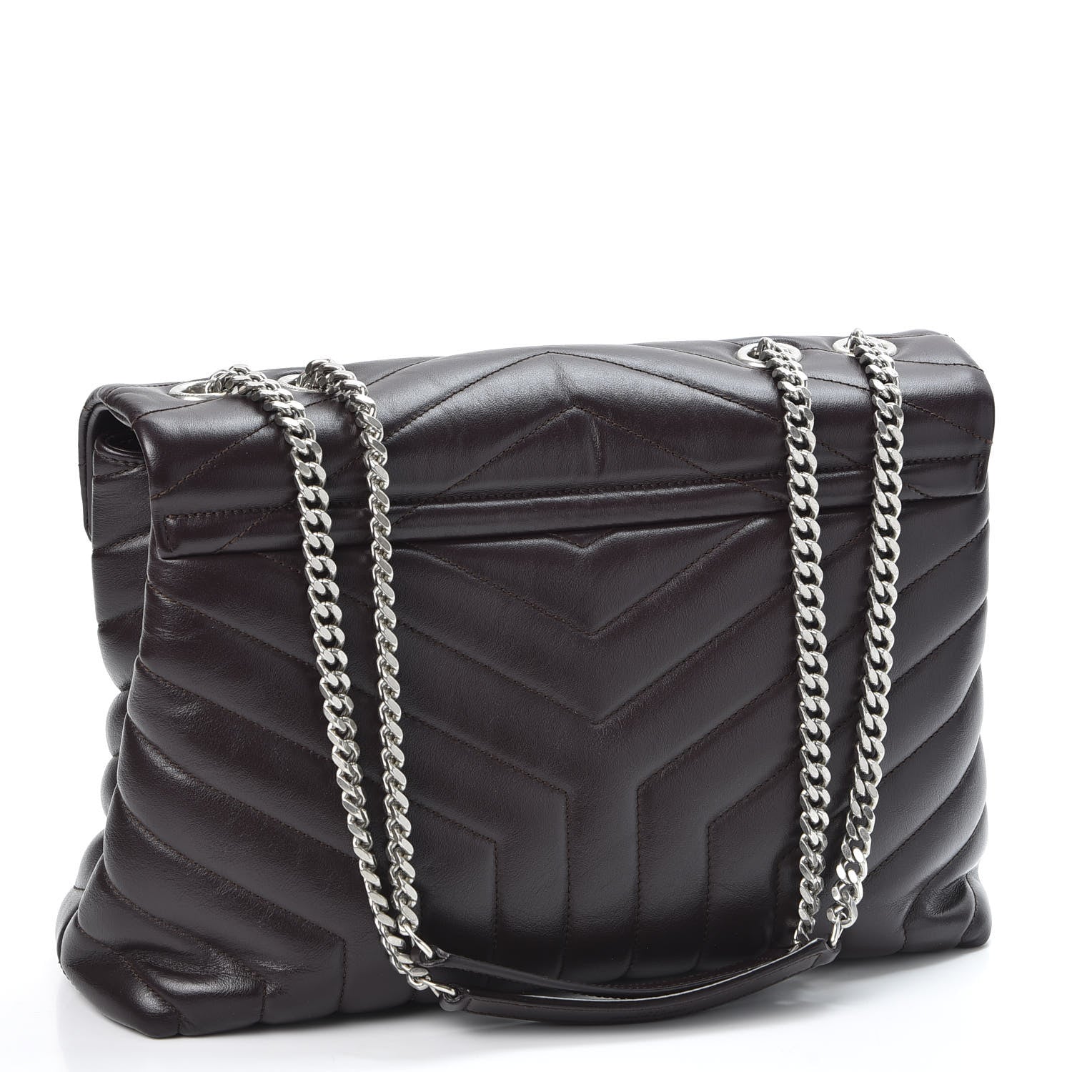 Saint Laurent Calfskin Y Quilted Monogram Medium Loulou Chain Satchel Amaranto 2 of 10