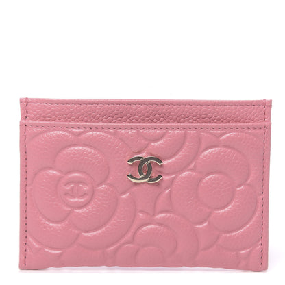 Chanel Caviar Camellia Embossed Card Holder Pink 1 of 9